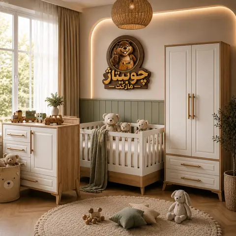 سرویس نوزاد آریانا با تخت، کمد و دراور