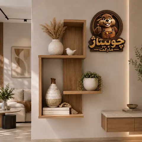 شلف دیواری هندسی فریم با طراحی نامتقارن