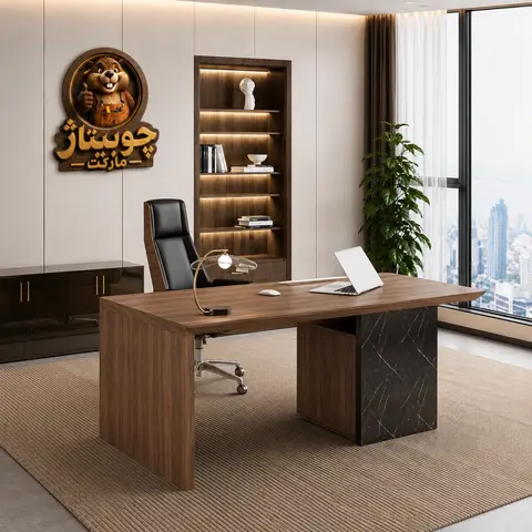 میز مدیریت مدرن آروان با پایه ترکیبی